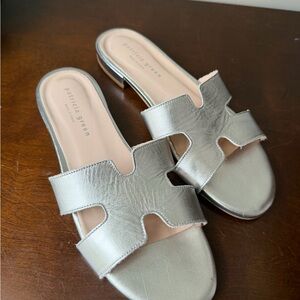 Patricia Green Metallic Silver Cutout Slide Mules sandals